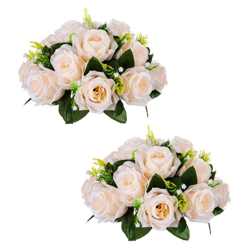 Silk Flowers Bouquet Artificial Roses Table Centerpieces Weddings Decoration Flower Balls for Reception Event