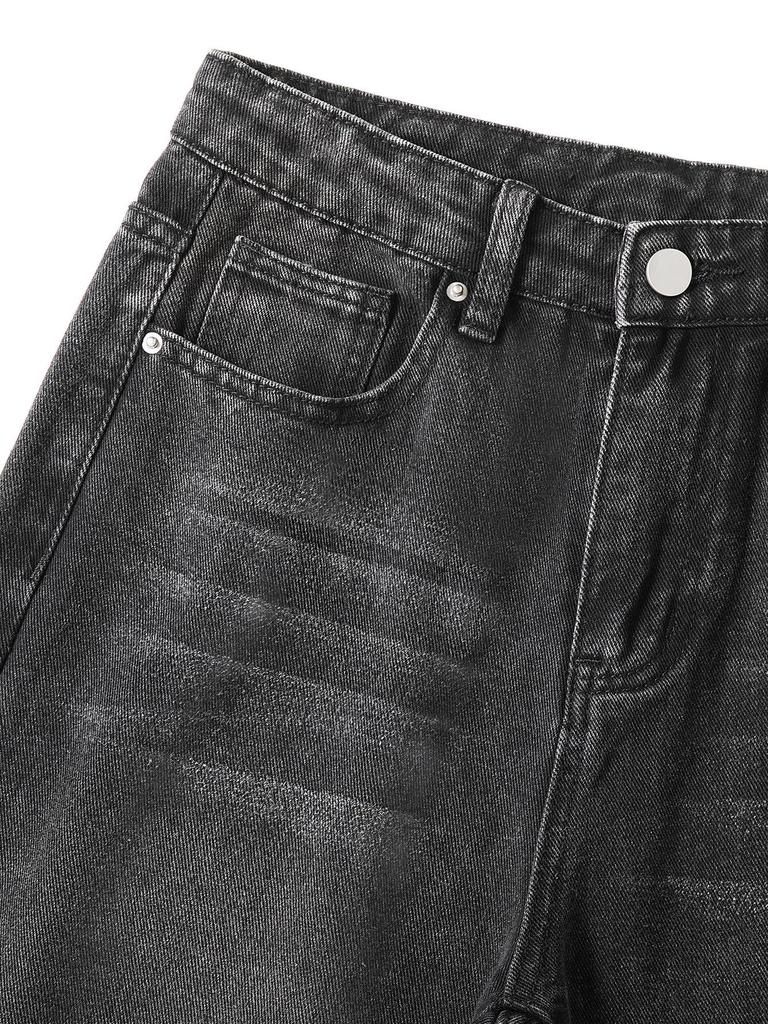 Teen Girls' Adjustable Waist High-Waisted Wide-Leg Jeans - Simple Design