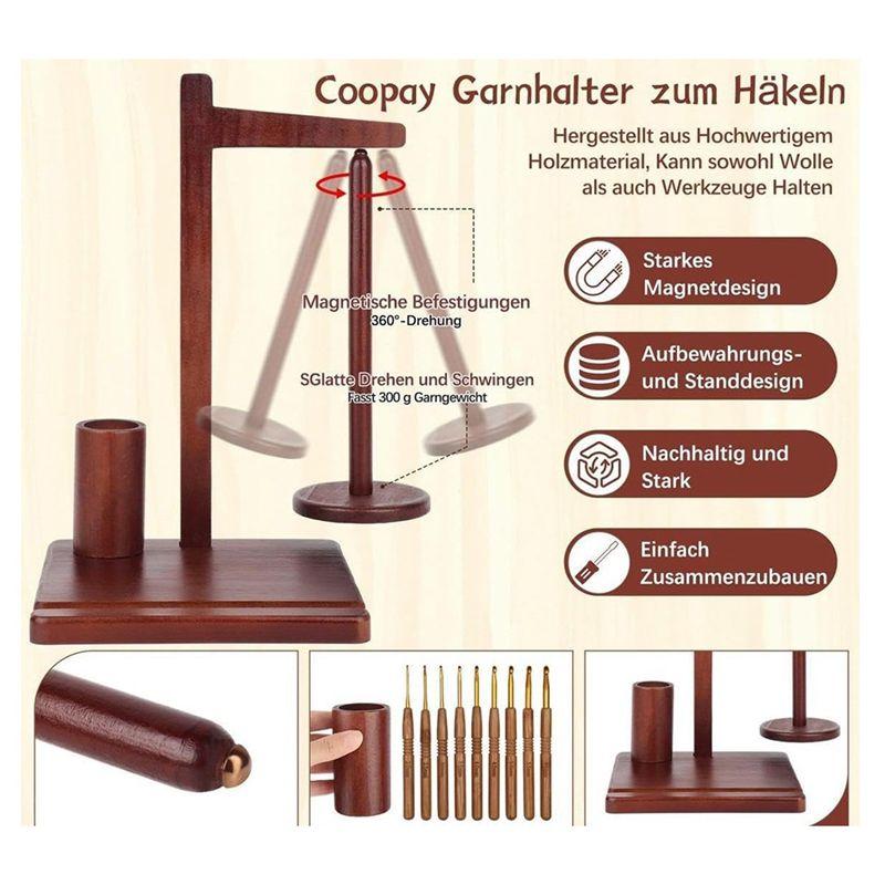 Aug. Wooden Yarn Holder Phone Stand, Wooden Yarn Holder With Phone Stand, Magnetic Wooden Yarn Spool Rack