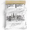 Bedding Set Business City Scenery New York Black and White Duvet Cover Pillow Case Boy Kid Teen Girl Bedding Covers Set