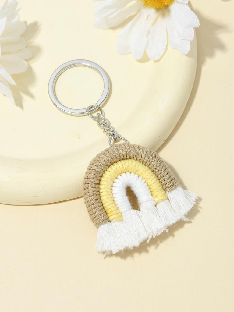 Handmade Cotton Rainbow Tassel Keychain Charm