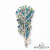 Bo Xin Yun Copper Zircon Freshwater Pearl Leaf Brooch - New Style Feather Design Accessory