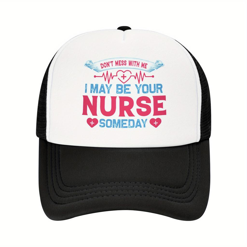 Dont Mess With Me Nurse Life ECG Heartbeat Trucker Hat Breathable Mesh Baseball Cap Casual Adult
