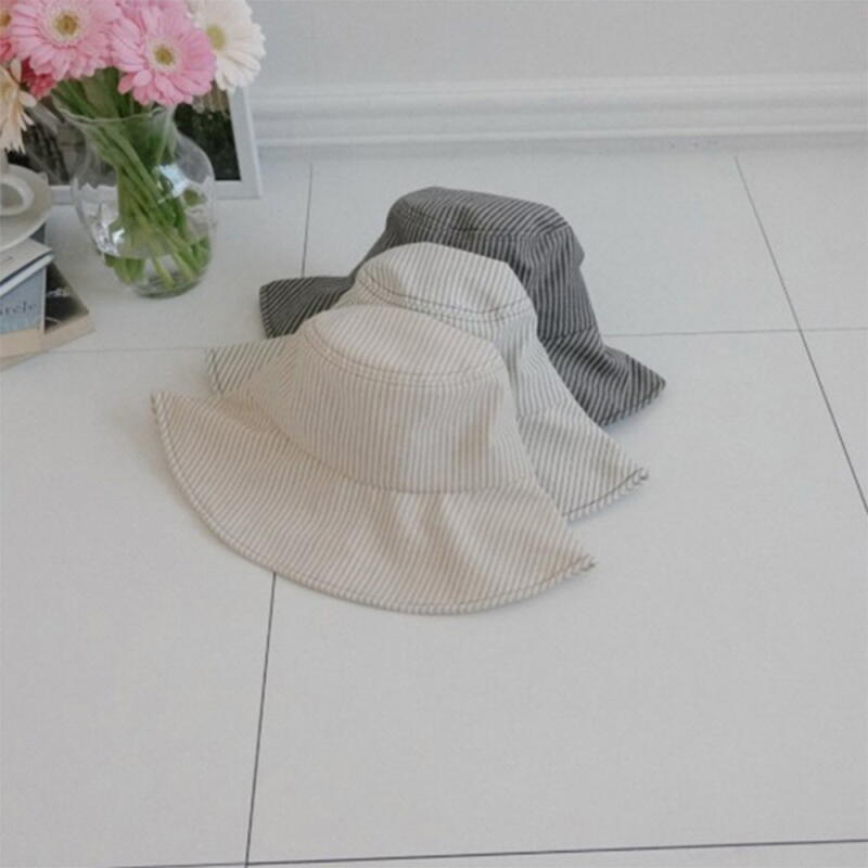 

Women s Summer Striped Ribbon Long Brim Bucket Hat Charcoal