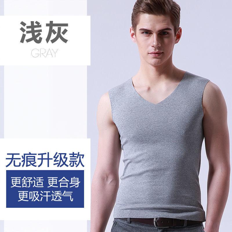 Men's borderless vest solid color sports base inner wear hurdle elastic vest sleeveless ice silk summer new