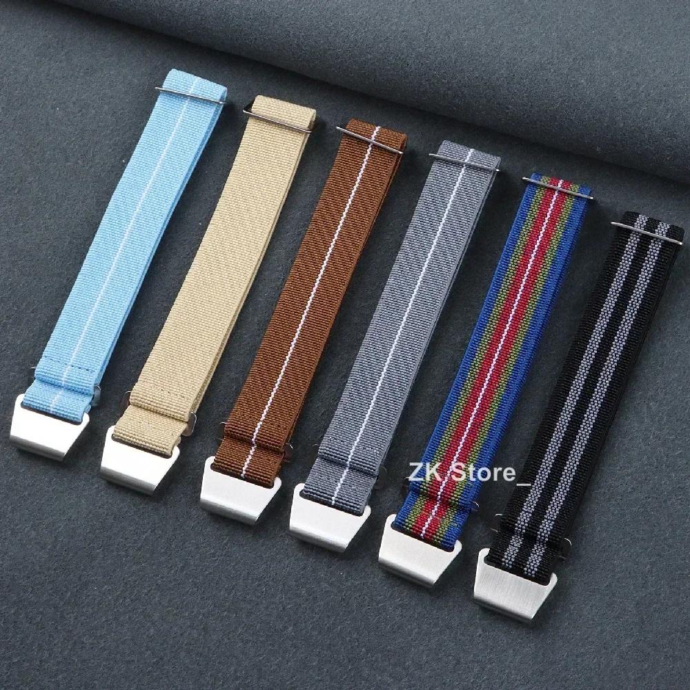 18/20/22mm Nylon Geflochtenes Uhrenarmband Elastisches Nylonarmband Französische Truppen Fallschirmtasche Universelles Handgelenkband Männer Frauen Sportarmband