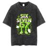 Italian Brainrot Funny Meme Washed Vintage T-shirt Six Seven 67 Number Tshirt Men Women Casual Fashion Oversized Crewneck Tees