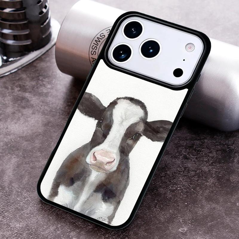 Animal Cattle Cow Watercolor Phone Case For iPhone 17 16 15 14 13 12 11 Pro Max Plus 17Air Soft Silicone Cover