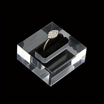 Clear Square Acrylic Ring Display Stand Holder | Jewelry Organizer for Craft Shows, DIY Photo Props, Retail Showcase | Valentine Gift