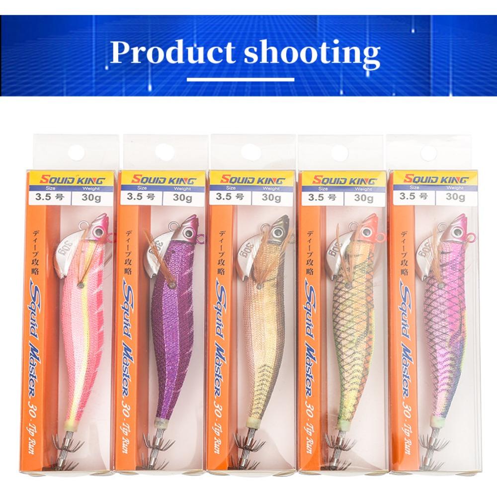 Nové vodítko Sinker Jigs Živé dřevěné návnady na krevety Rybářské náčiní Chobotnice Návnada vazba Squid Háček