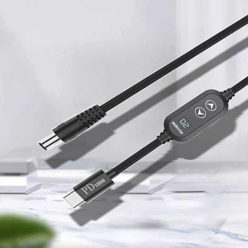 USB C Power Cord with 8 Adapters 100W Highest Efficiency Variable Power Supply DC5.5 Type C Charging Cable 120cm