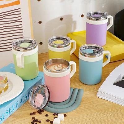 450/550ML šálek na kávu Cestovní šálek s víčkem s rukojetí Dvouvrstvý šálek s vakuovou izolací Nerezová vložka Mini kancelářský šálek na vodu