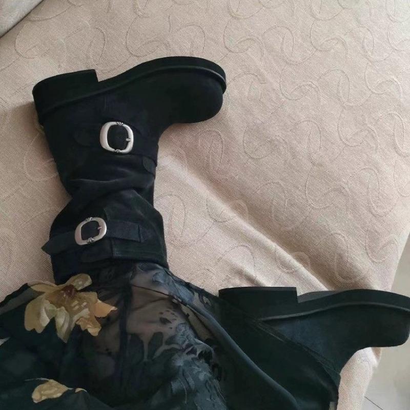 New Women's Shoes 2024 Fashion Solid Color Round Toe Square Heel Women's Fashion Boots Short Tube Medium Heel Women's Boots