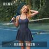 Womens Tennis Dress Quick-Dry Short Sleeve Skort With Removable Pads Slim Fit Court Running Sports