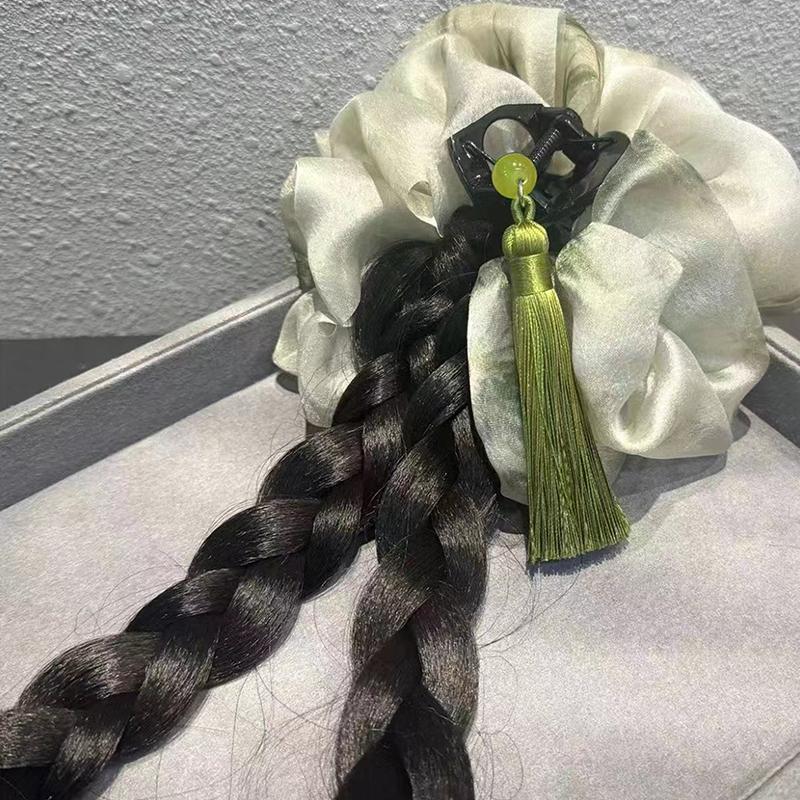 Chinese Style Mesh Bow Hair Clip For Female Simulated Wig Braid At The Back Of The Head Shark Clip Headwear