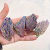 1pc/5pcs Stunning Blue/Purple Aura Flame Feather Stone -Black Kyanite Specimen with Iridescent for Home Decoration And Gift ball
