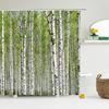 Berkenbomen Boslandschap Douchegordijn Waterdichte Stof Badkamer Gordijnen Natuurlijk Landschap Bad Scherm Met 12 Haken