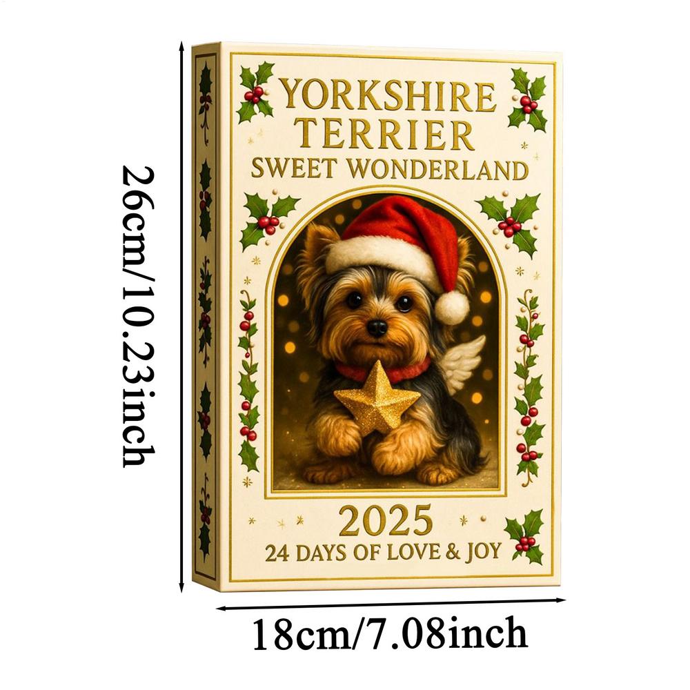 

Yorkshire Terrier 24 Days Advent Calendar 2D Acrylic Ornaments Dog Themed Christmas Decorations for Mirror Tree Home Xmas Gifts other