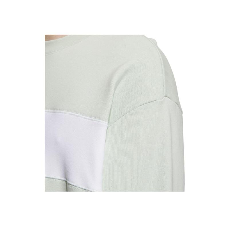 adidas Men's Light Mint Green White Stripe Loose Crew Neck Pullover Sweatshirt IT6394