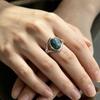 Luxury New Turquoise Ring Unique Women's Simple Fashion Jewelry European and American Handmade Cross Ring