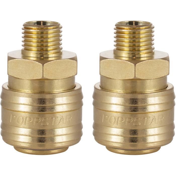 2x Raccord Rapide Pour Air Comprimé DN 7,2 Avec Filetage Extérieur 1/4 Pouce