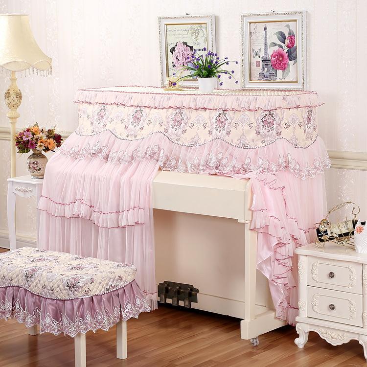 Beautiful and Dustproof Piano Cover for Household Use Small Fresh Lace Fabric Cover Playing The Piano At Home Without Taking It