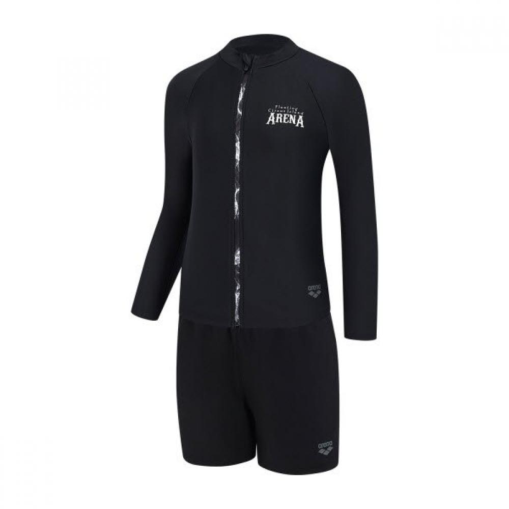 Arena Boys Joy Rib Zip Up Rash Guard Set  A6bb1bs81 Blk 