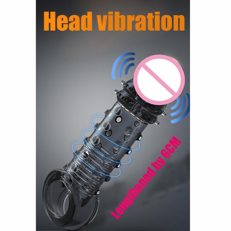 Reusable Penis Extension Sleeve Delay Ejaculation Cock Cover Penis Extender Vibrator Sex Toys For Men Adults Products