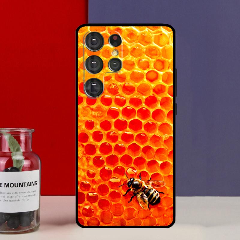 Golden Honeycomb Honey Bee Funda Case For Samsung Galaxy S25 Ultra S9 S10 S20 FE S21 S22 S23 Plus S24 Ultra Phone Cover