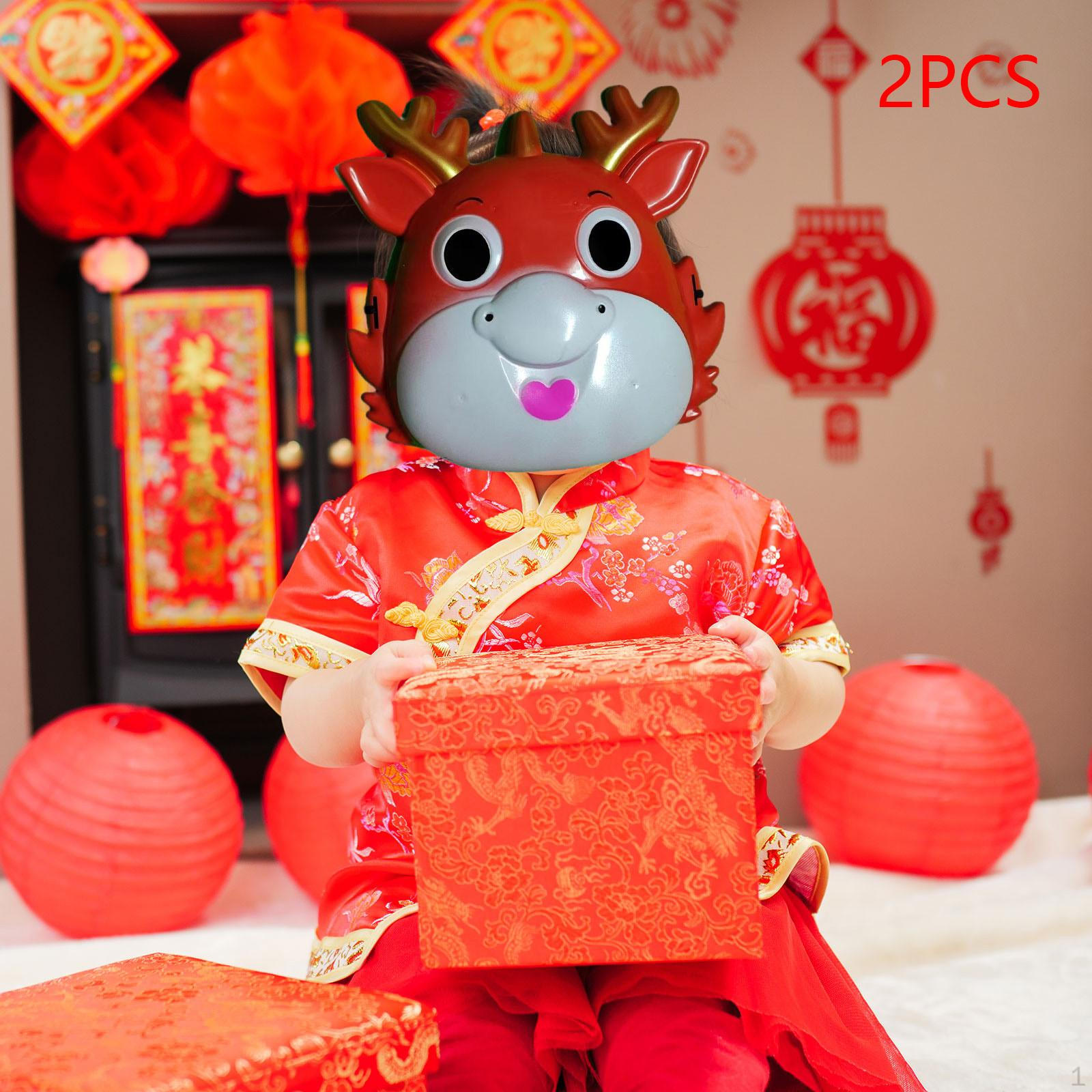 

Детская мультяшная китайская маска дракона на Хэллоуин 20x20 см, весенний фестиваль, маска для лица для вечеринки красный