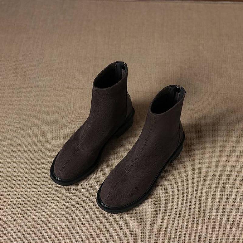 Autumn and winter women's suede Martin boots solid color low heel large size women's boots round head Korean version medium boots new leather boots w