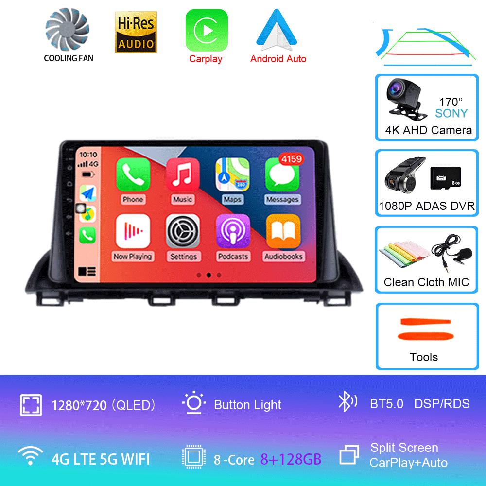 Car Radio Android 14 Carplay For Mazda 3 Axela 2013 2014 2015 2016 2017 2018 Navigation GPS Multimedia Player WiFi+4G Stereo BT
