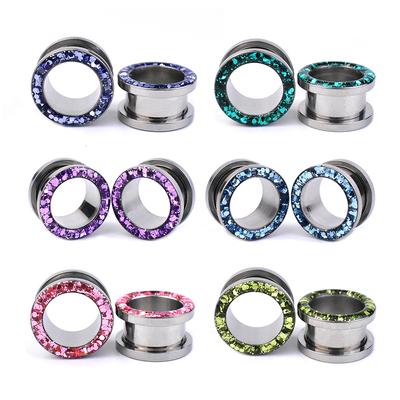 2Pcs 3-30mm Twinkle Hollow Ear Gauges Plugs and Tunnels Screw Ear Stretcher Expander Body Piercing Jewelry
