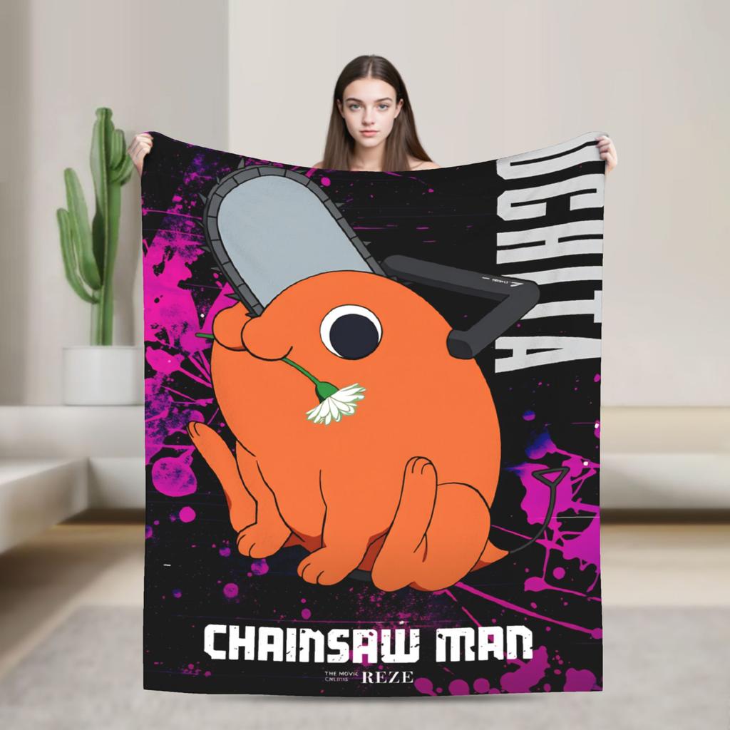 Anime C-Chainsaw Man Pochita Blankets Quality Soft Warm Bedding Throws Winter Camping Living Room Novelty Bedspread