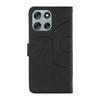 For Motorola Moto G56 5G Wallet Case Leather Phone Cover Stand with Curved Line Design -  Black