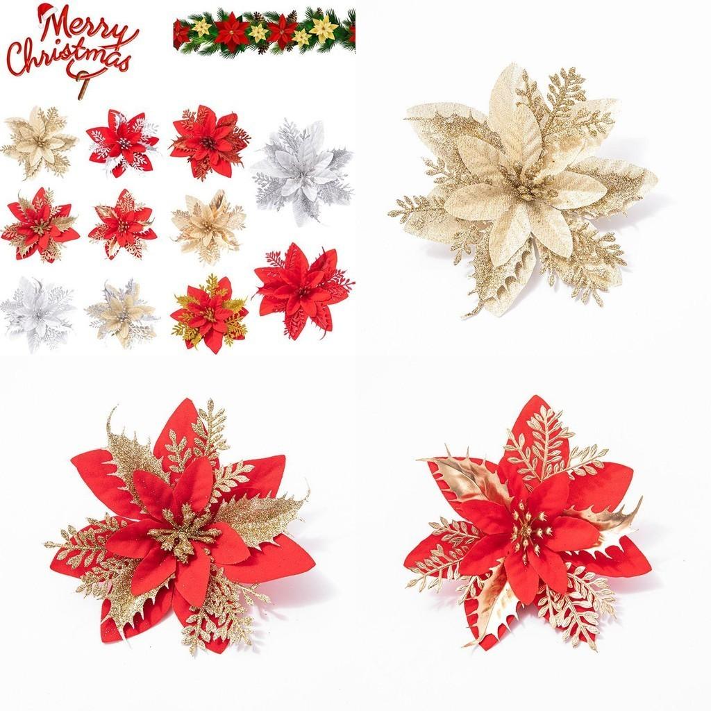 Elegant Artificial Glitter Flower Xmas Tree Decoration For A Festive Atmosphere