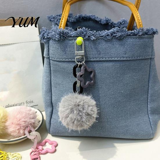 Backpacks Accessory Plush Ball Keychain, Fluffy Pompom Pendant with Hollow Star, Backpack Decorative Accessories Purse Bag Accessories, Gift for Women