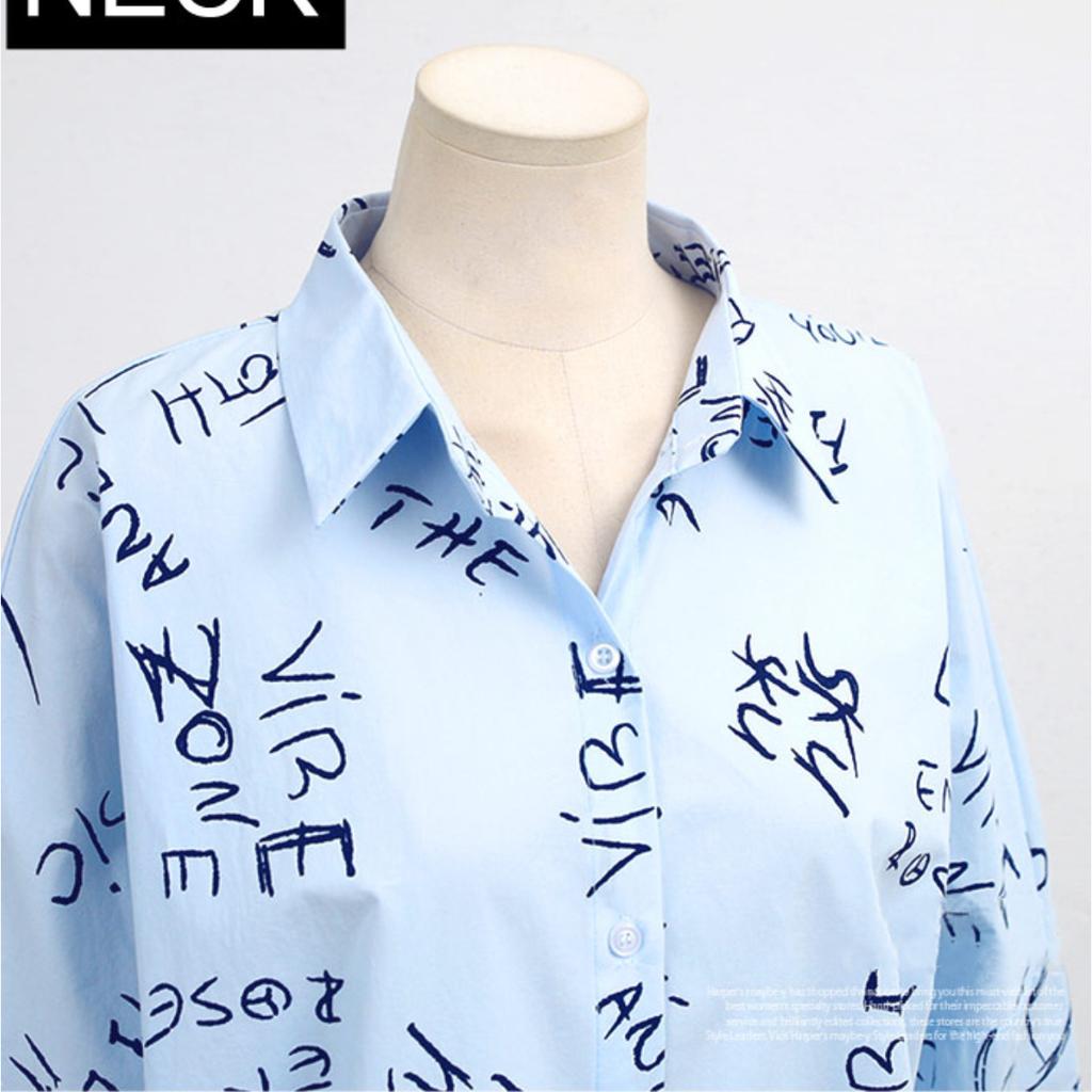 New Top Popular Personality Fashion Long Sleeve Letter Print Shirt