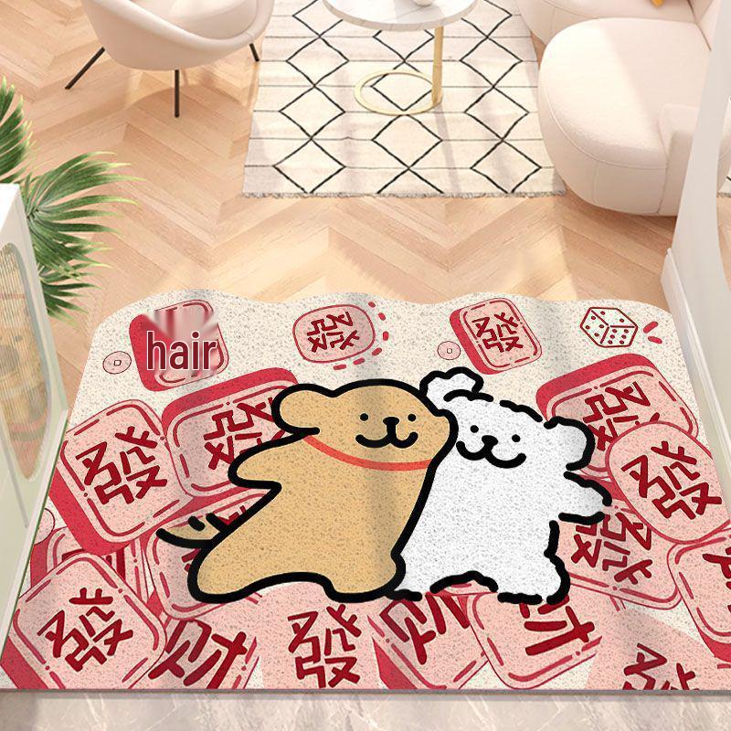 

Мультяшный коврик для двери с щенком: Грязеотталкивающий, грязесгребающий, легко очищаемый шелковый петлевой коврик для прихожей. 40x60cm