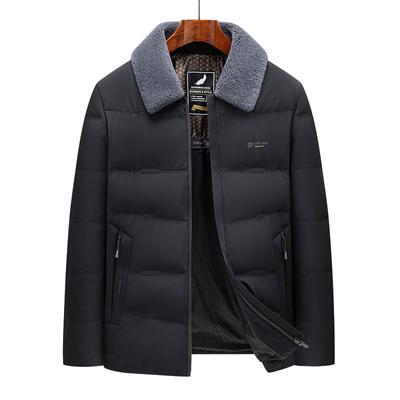 Autumn and Winter Men's Down Jacket Business Casual Lapel White Duck Down Thickened Down Jacket