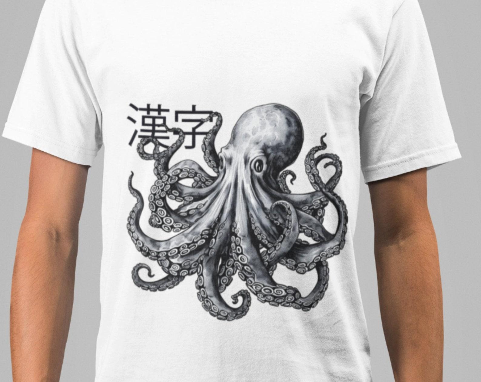 Octopus Kanji T-Shirt: Japanese Art Unisex Tee M
