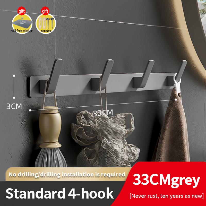 YUNJIEYA Black/White Door Hooks Clothes Hook Hanger Shelf Organizer Storage Shelf Shower Wall Rack Kitchen Bathroom Accessories