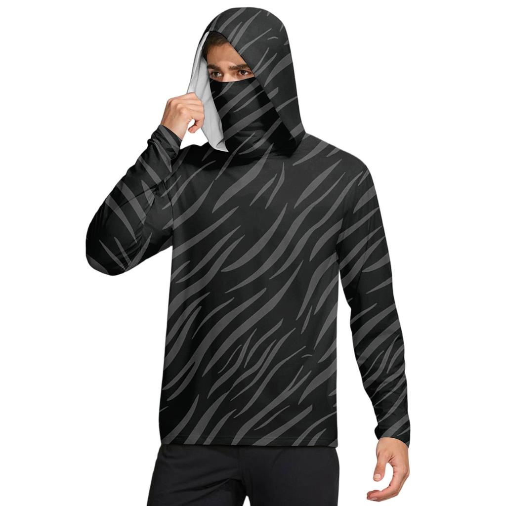 Men's Shirt With Mask Lightweight Long Sleeve Hooded Hiking Fishing Performance