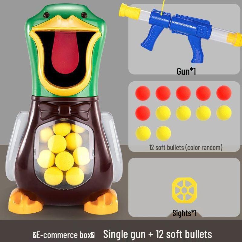 Hit Me Ducky! Parent-Child Interactive Toy with Air-Powered Soft Bullet, 3-Shot Firing for Kids 6+