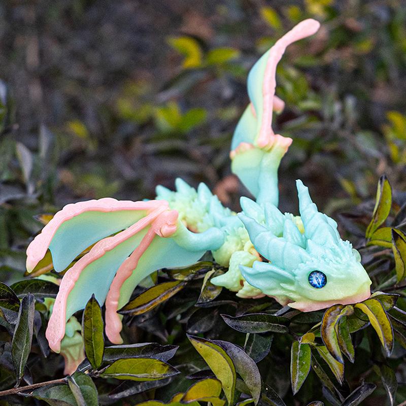 1Pcs 3D Printing Flying Dragon Wing Handicraft Ornaments Figurine Art Deco Resin Dragon Sculpture Tabletop Animal Theme Decor