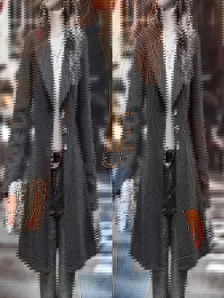 Women's European & American INS Fashion Woolen Coat with Lapel - Solid Color, Autumn/Winter Collection