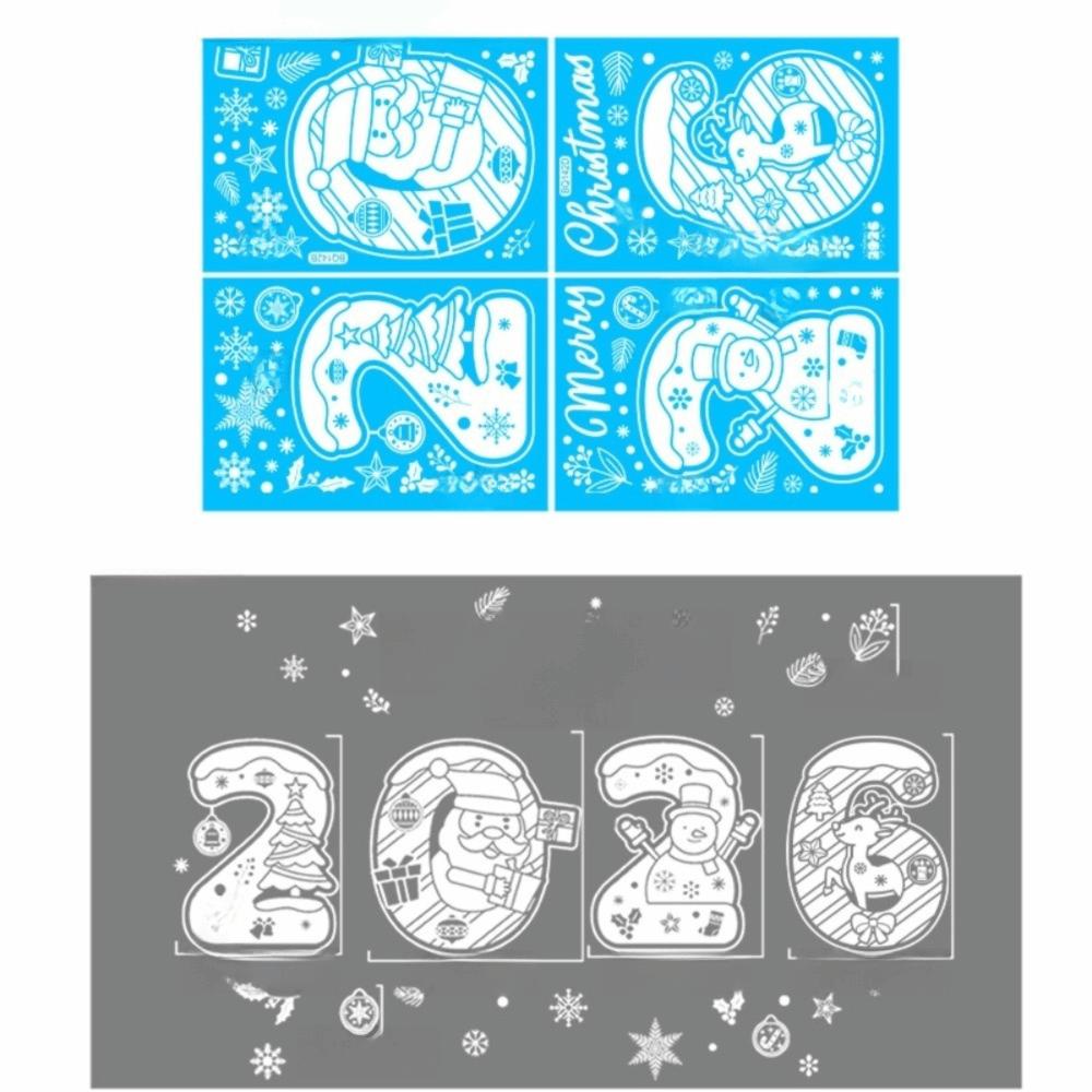

2026 Christmas Window Sticker Santa Claus Pattern Snowflake Motif Festival Party Sticker New Year Design Merry Christmas Theme