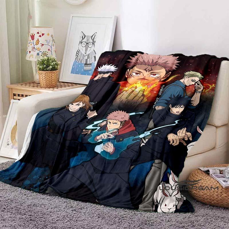 Jujutsu Kaisen Cartoon-Themed Flannel Blanket — Soft & Cozy Throw for Bed, Sofa, or Picnic Use — A Great Gift for Kids