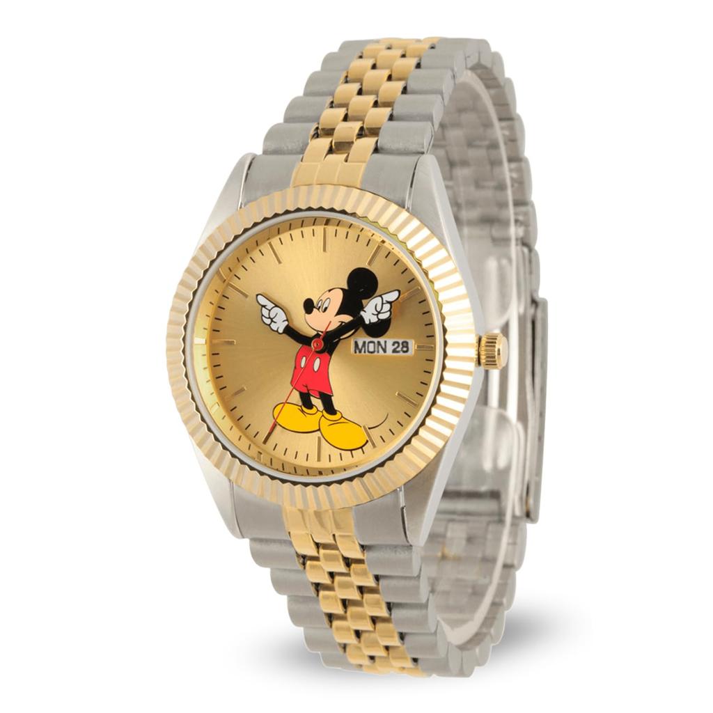 Reloj de pulsera Disney Mickey Mouse para hombre bicolor. reloj 2 - caja bicolor/brazalete de acero inoxidable bicolor.