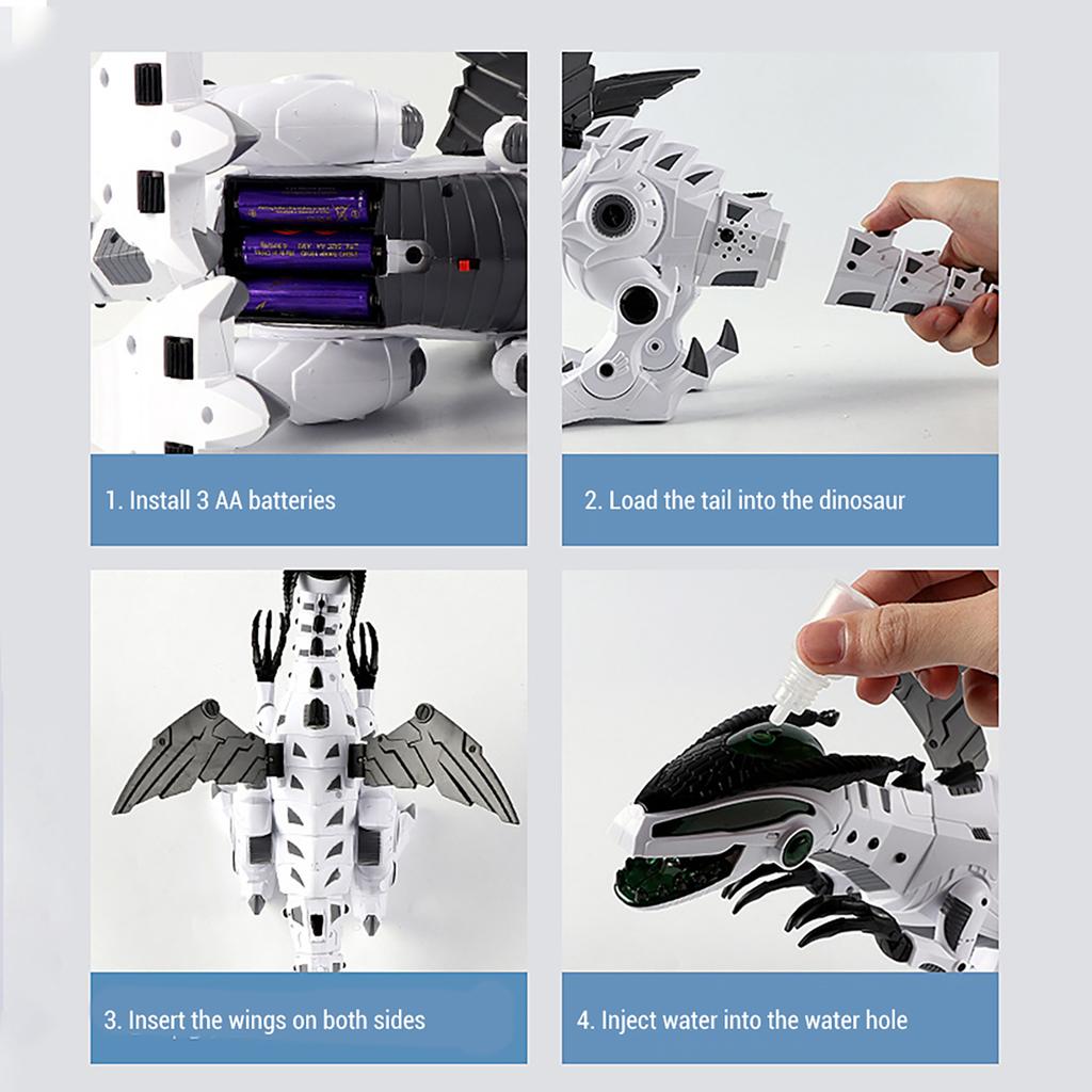 Sis Püskürtme Robot Ejderha Oyuncak Çocuk Yürüyen Dinozor Işıklar ve Seslerle Su Püskürtme